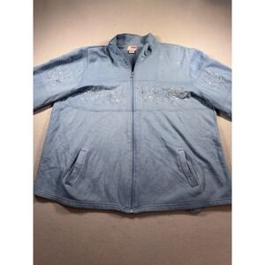 Sporting Club Vintage Blue Full Zip Rose Embroidered Sweatshirt Jacket XL